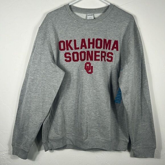 🔥🏈 “NWT” Women’s OU OKLAHOMA SOONERS Embroidered Crewneck Sweatshirt - Sz Lg - Picture 1 of 10